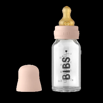 Bibs Sutteflaske Glas - Anti Kulik - 110 ml - Naturgummi - Blush