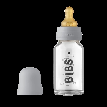 Bibs Sutteflaske Glas - Anti Kulik - 110 ml - Naturgummi - Cloud