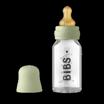 Bibs Sutteflaske Glas - Anti Kulik - 110 ml - Naturgummi - Sage