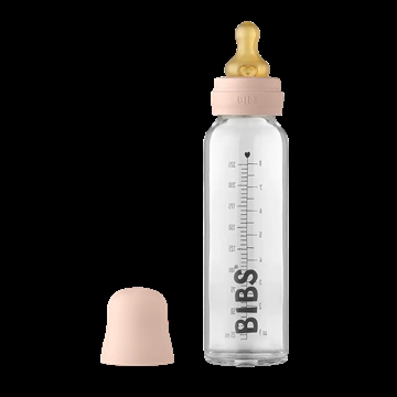 Bibs Sutteflaske Glas - Anti Kulik - 225 ml - Naturgummi - Blush