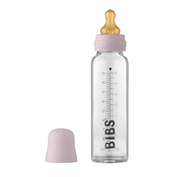 Bibs Sutteflaske Glas - Anti Kulik - 225 ml - Naturgummi - Dusky Lilac