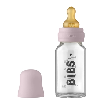 Bibs Sutteflaske Glas - Anti Kulik - 110 ml - Naturgummi - Dusky Lilac