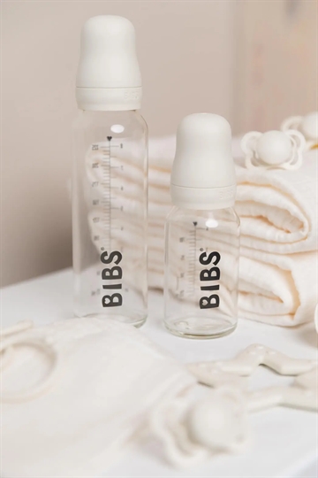Bibs Sutteflaske Glas - Anti Kulik - 110 ml - Naturgummi - Ivory