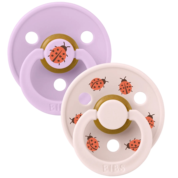 BIBS Colour Rund Sut Studio Ladybug Str. 2 Naturgummi 2-pak - Violet Sky Mix