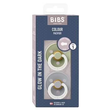Bibs sutter - Colour Glow str. 1 - rund - 2-pak - Sage/Cloud