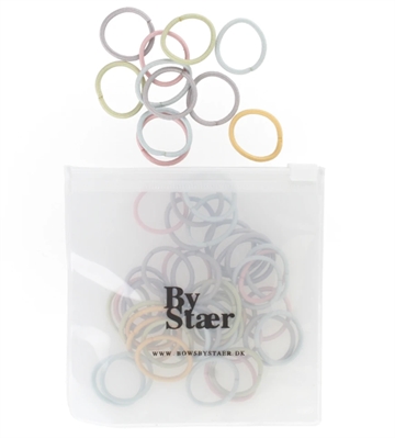By Stær elastikker - Mini - flotte pastelfarver som støvet blå, lilla, gul, lyserød og grøn.