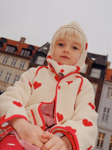 Flöss Fleece Jakke Simone - Hjerter - Soft White Heart