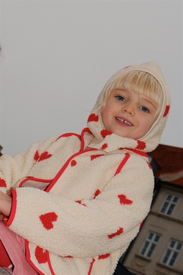 Flöss Fleece Jakke Simone - Hjerter - Soft White Heart