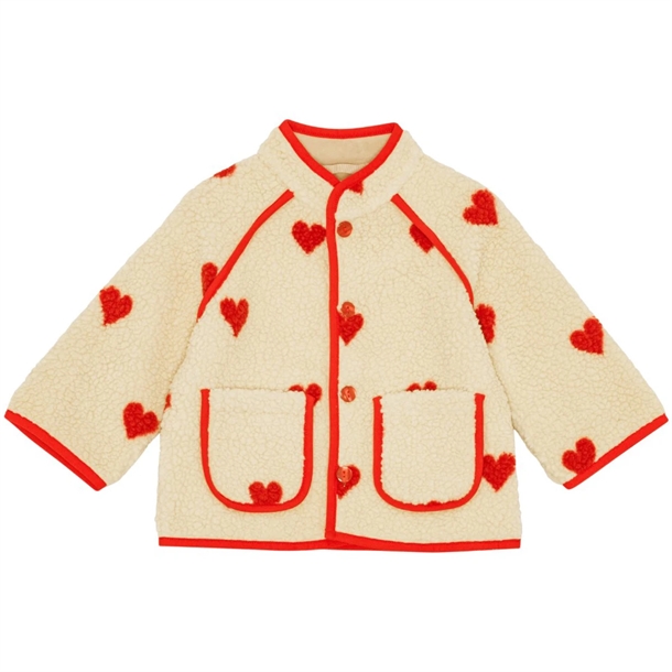 Flöss Fleece Jakke Simone - Hjerter - Soft White Heart