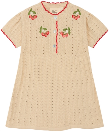 Flöss Kjole Faye Dress WarmCotton/Rouge - strik kjole med broderede jordbær