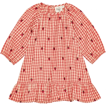 Flöss Kjole Molly - Berry Gingham - Jordbær