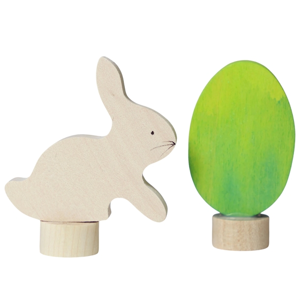 GRIMMS Dekorativ Figur - Påskehare & Æg - Batik Grøn