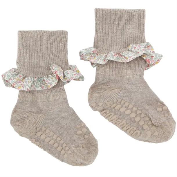 GoBabyGo strømper - bambus - Sand m. Liberty flæse