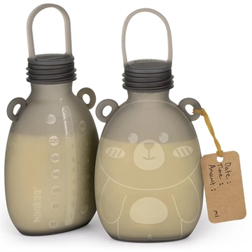 Haakaa Silikone Opbevaringspose til brystmælk Happii Bear 2 stk. (260ml)