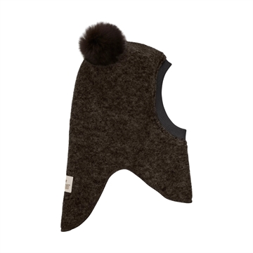 Huttelihut Elefanthue - Uld/bomuld - 2-lags - Alpaca kvaster - Dark Brown Melange