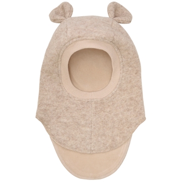 Huttelihut Hue - Uld/bomuld - 2-lags m. ører - Sand Melange