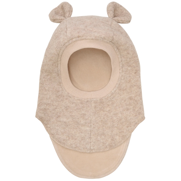 Huttelihut Hue - Uld/bomuld - 2-lags m. ører - Sand Melange