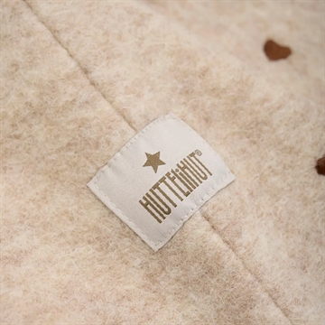 Huttelihut Hue Uld - All Over Emb. - Broderede Hjerter - Sand Melange