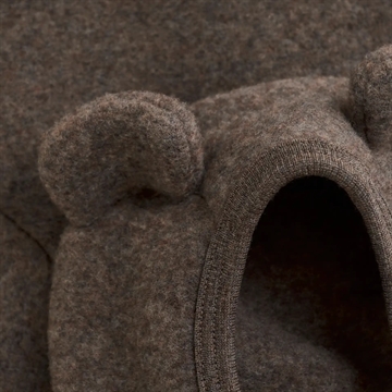 Huttelihut Jakke - Uld Fleece med ører - Brown Melange i brun