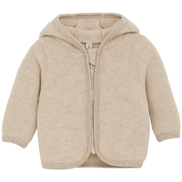 Huttelihut Jakke - Uld Fleece med ører - Camel Melange
