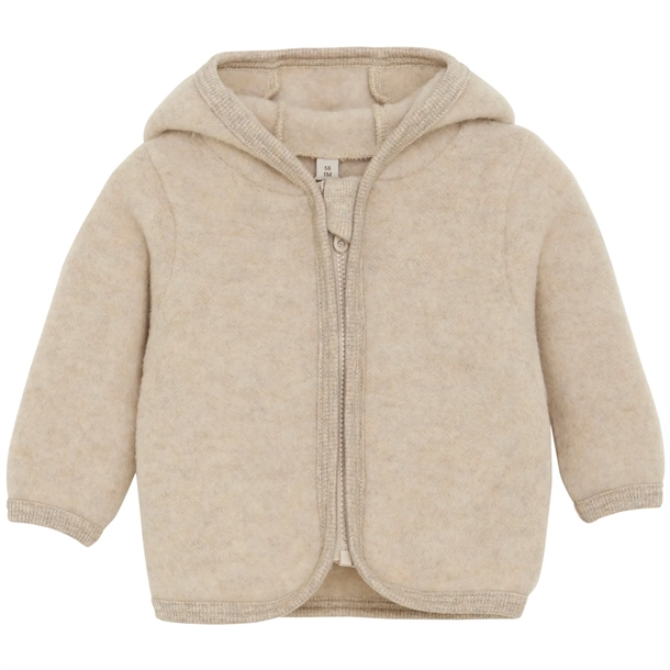Huttelihut Jakke - Uld Fleece med ører - Camel Melange