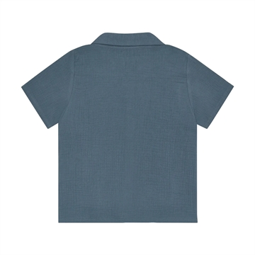 Huttelihut Skjorte - Kortærmet - Muslin - Bering Sea - i blå