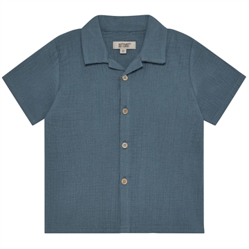 Huttelihut Skjorte - Kortærmet - Muslin - Bering Sea - i blå