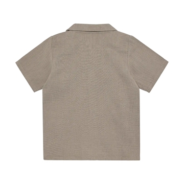 Huttelihut Skjorte - Kortærmet - Muslin - Moon Rock - i beigebrun