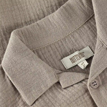 Huttelihut Skjorte - Kortærmet - Muslin - Moon Rock - i beigebrun