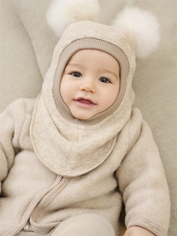 Huttelihut Elefanthue - Uld/bomuld - 2-lags - Alpaca kvaster - Sand Melange