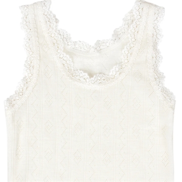 Joha uld-silke undertrøje - Pointelle - hvid