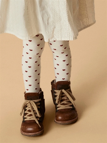 Lil Atelier Strømpebukser - NBFREBA - Turtledove Red Hearts