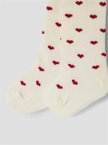 Lil Atelier Strømpebukser - NBFREBA - Turtledove Red Hearts