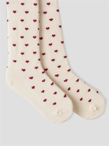 Lil Atelier Strømpebukser - NBFREBA - Turtledove Red Hearts