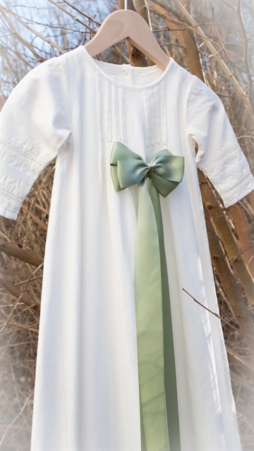 Little Wonders Dåbsbånd August Silke Satin Støvet Grøn