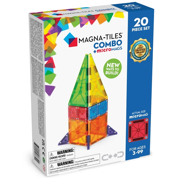 magna-tiles micromags kombi 20 stk magnetisk byggesæt til børn