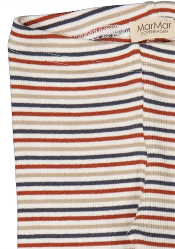 MarMar Leggings Stripe Mix med røde, blå, beige og hvide striber.