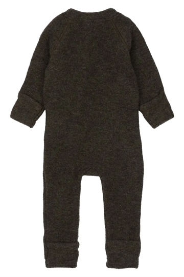 Mikk-Line Ulddragt m/lynlås & ombuk - Dark Brown Melange i mørkebrun