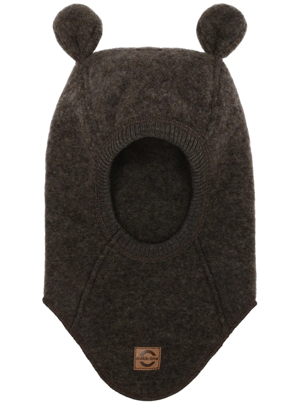 Mikk-Line Elefanthue m. ører - Dark Brown Melange i brun