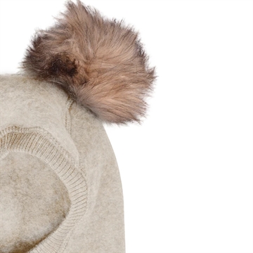 Mikk-Line Elefanthue m. pom pom Melange Offwhite