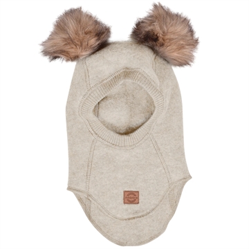 Mikk-Line Elefanthue m. pom pom Melange Offwhite