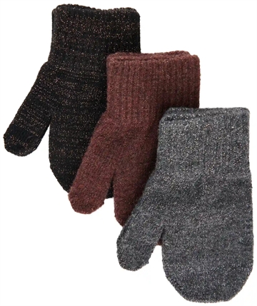 Mikk-Line Luffer - 3-pak - Dark Mink/Black/Antrazite m. glitter