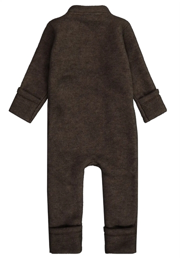 Mikk-Line Ulddragt - Dobbelt lynlås & ombuk - Dark Brown Melange i brun