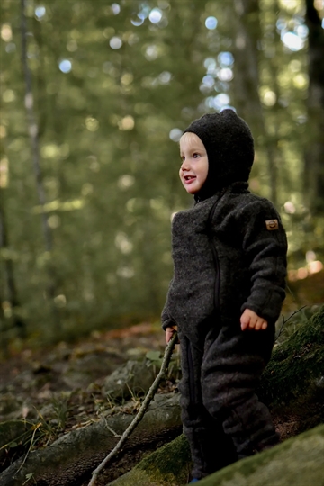 Mikk-Line Ulddragt - Dobbelt lynlås & ombuk - Dark Brown Melange i brun