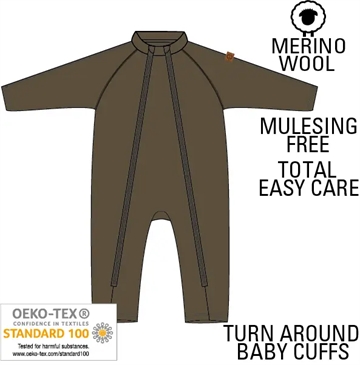 Mikk-Line Ulddragt - Dobbelt lynlås & ombuk - Dark Brown Melange i brun