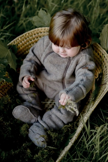 Mikk-Line Ulddragt - Dobbelt lynlås & ombuk - Melange Denver i beige