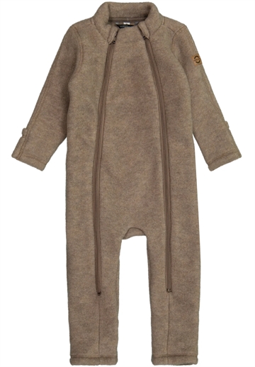 Mikk-Line Ulddragt - Dobbelt lynlås & ombuk - Melange Denver i beige