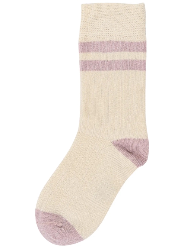 Minipop Bambus Sport Strømper - Off White/Rose