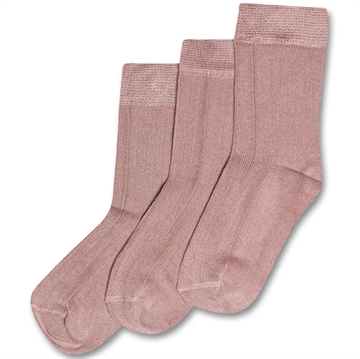 Minipop Strømper - Bambus - Rose - 3-pak i rosa