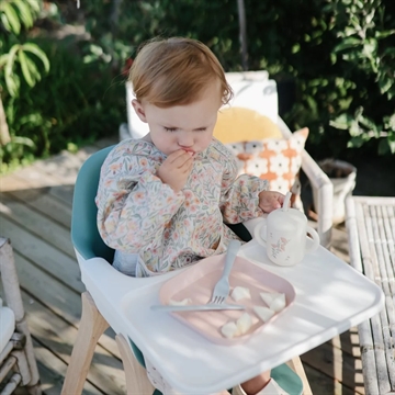 Mushie Spisesæt - Firkantet - Blush - børneservice bestående af tallerken, skål og kop